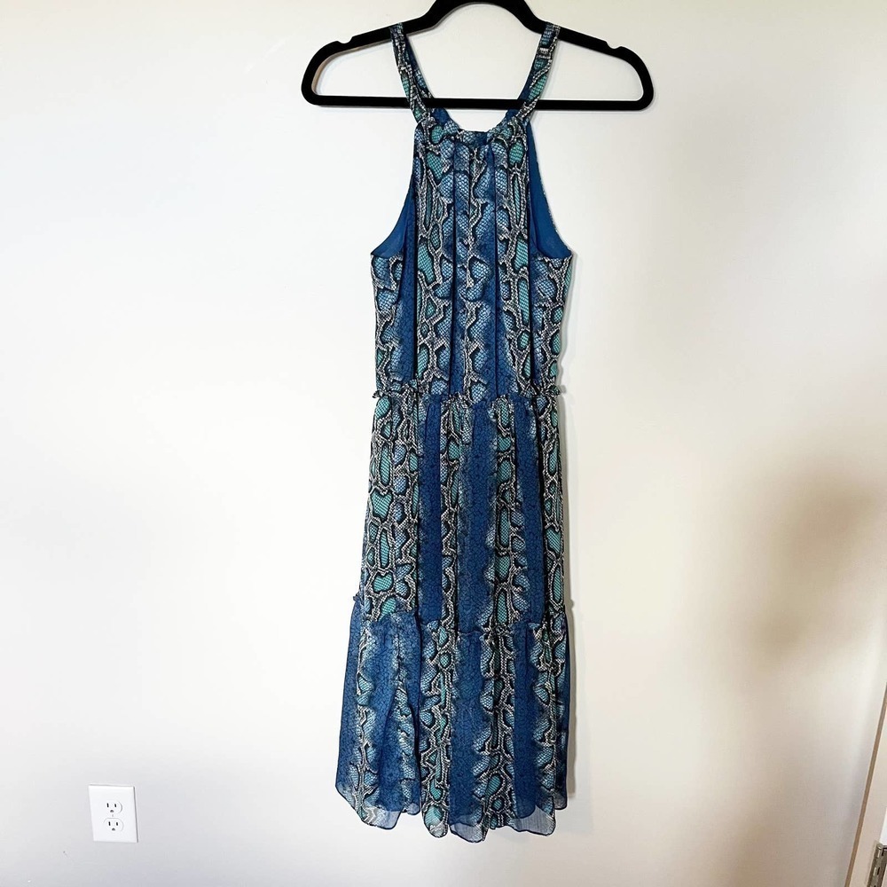 Sundance blue python snake print halter Dress‎ wo… - image 1